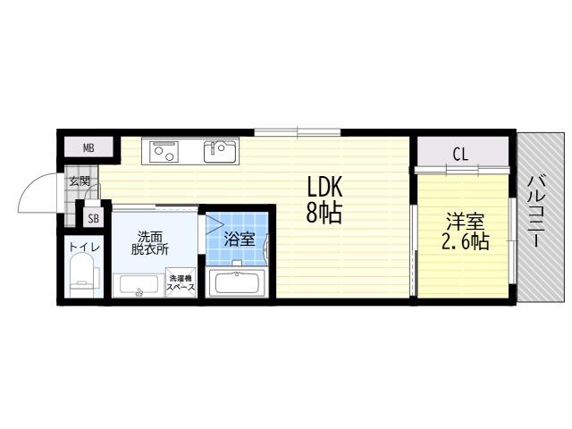 リアコート北田辺II(1LDK/3階)の間取り写真