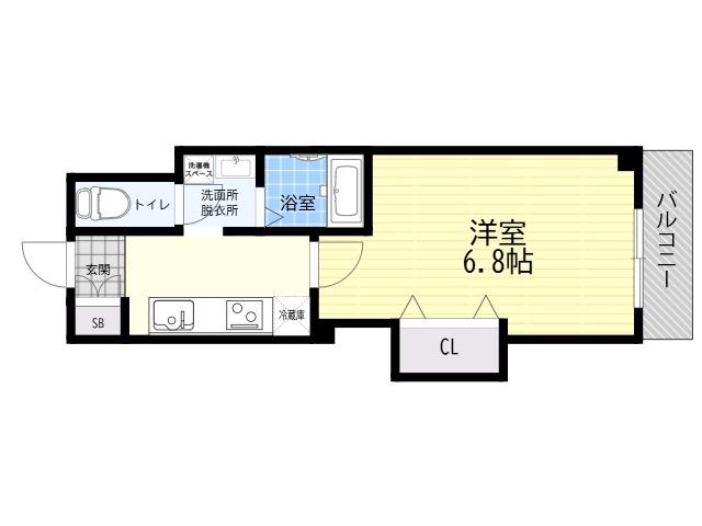 みおつくし桑津(1K/6階)の間取り写真