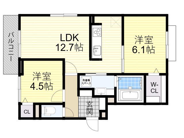 ヴィブレ ウーノ(2LDK/1階)の間取り写真