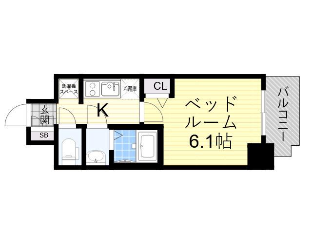 アドバンス大阪ベクエム(1K/7階)の間取り写真
