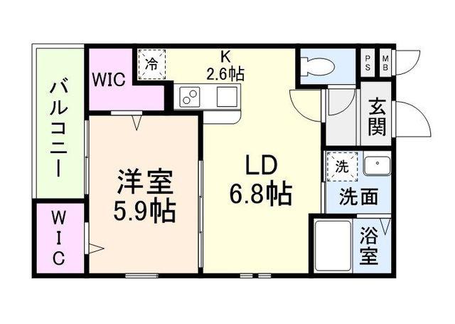 フジパレス今川2番館(1LDK/1階)の間取り写真