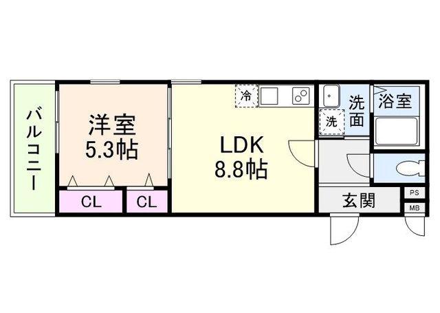 フジパレス今川2番館(1LDK/1階)の間取り写真