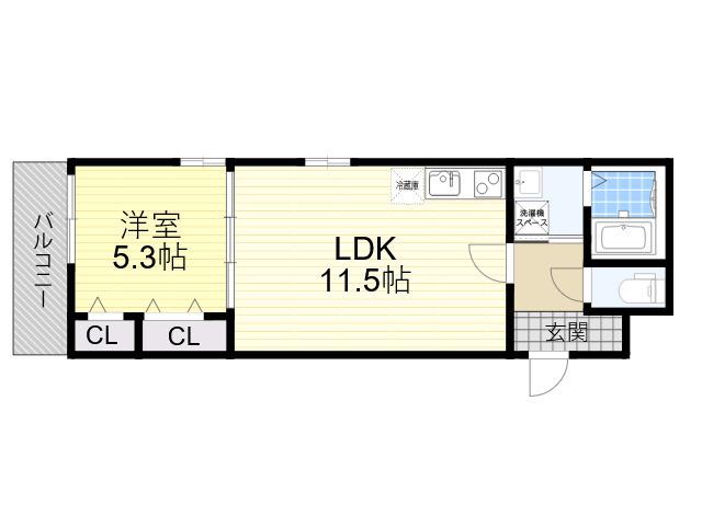 フジパレス今川2番館(1LDK/2階)の間取り写真