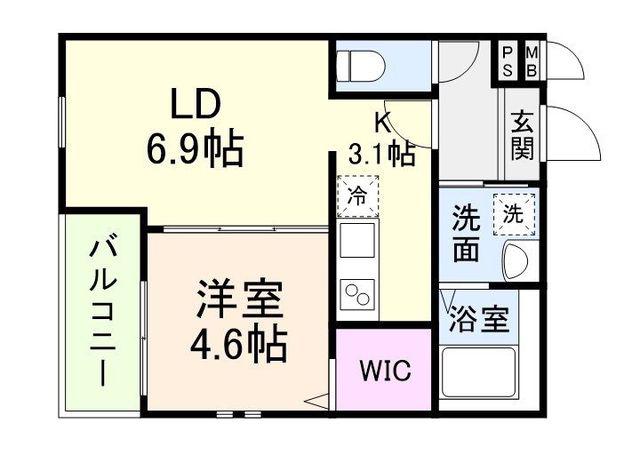 フジパレス今川1番館(1LDK/1階)の間取り写真
