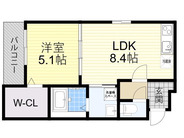 フジパレス今川1番館(1LDK/3階)の間取り写真