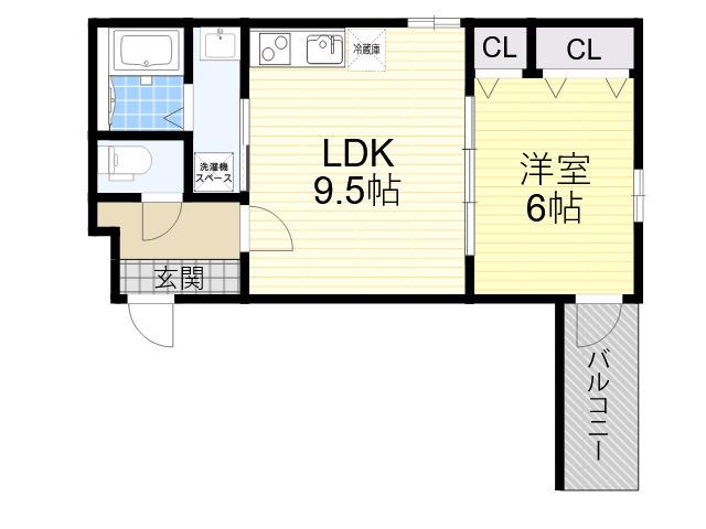 フジパレス今川1番館(1LDK/2階)の間取り写真
