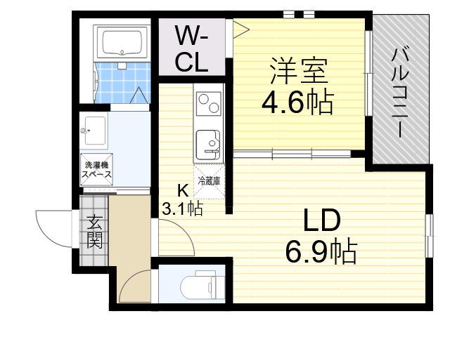 フジパレス今川1番館(1LDK/2階)の間取り写真