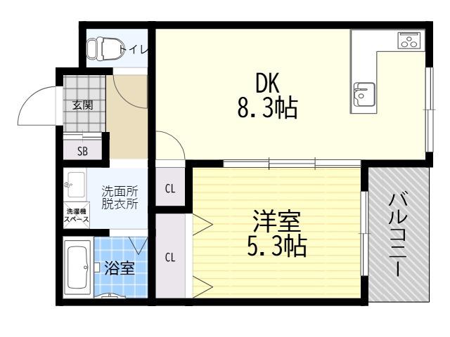 メゾンキコー田辺(1LDK/3階)の間取り写真