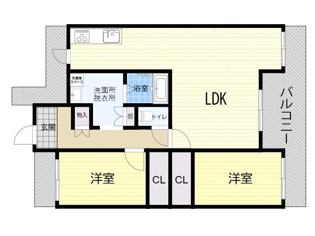 ユニハイム北田辺アクロス(2LDK/8階)の間取り写真