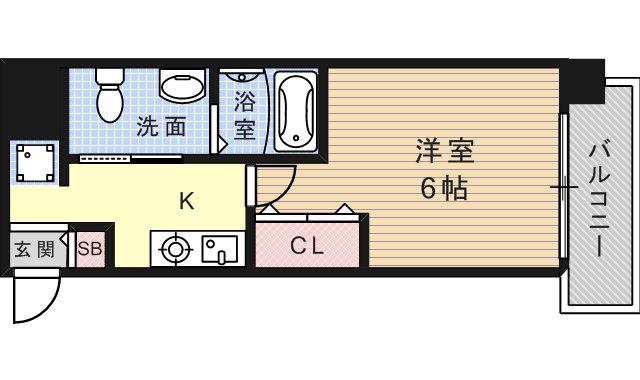 SWISS立花(1K/4階)の間取り写真