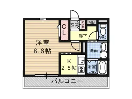 サニーコート 杭瀬(1K/3階)の間取り写真