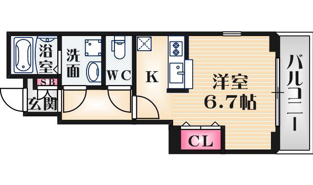 フロント フィールド(ワンルーム/1階)の間取り写真