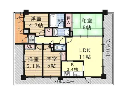 藤和シティホームズ尼崎駅前(4LDK/8階)の間取り写真