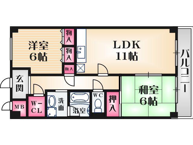 ロイヤルS口田中(2SLDK/4階)の間取り写真