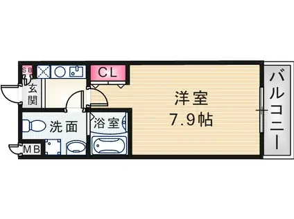 セルジュYS東園田(1K/4階)の間取り写真