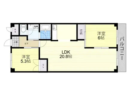 イプシロンB棟(2LDK/1階)の間取り写真