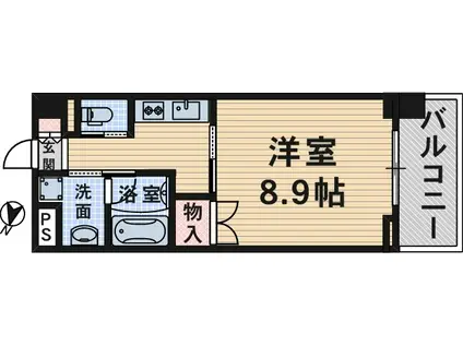 ベルファース尼崎(1K/3階)の間取り写真