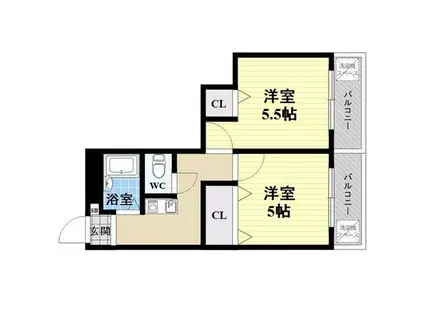 シロハイヌ名神町(2K/10階)の間取り写真