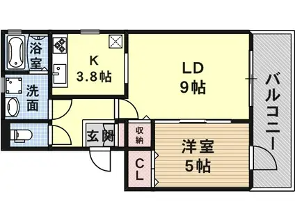 グリーンパーク尾浜Ⅱ(1LDK/1階)の間取り写真