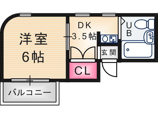 立花スプリングス(1DK/4階)の間取り写真