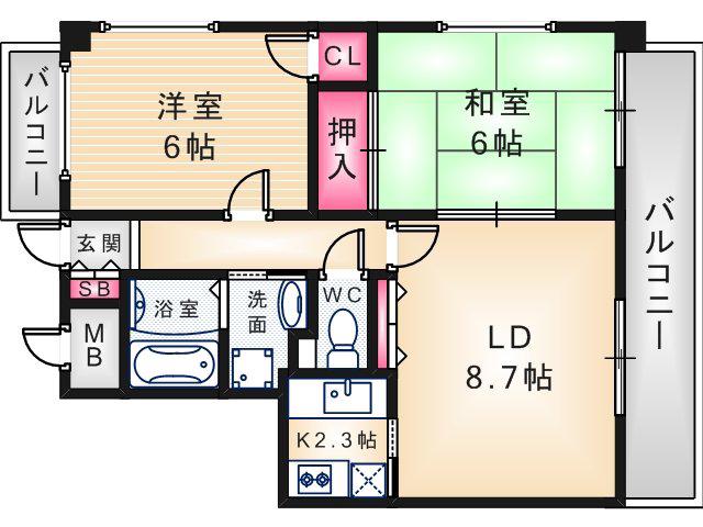 アビタ24(2LDK/5階)の間取り写真