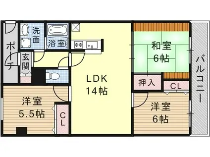 ロイヤルオーク尼崎(3LDK/1階)の間取り写真