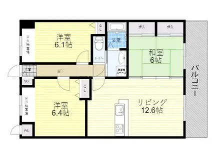 ロイヤルオーク尼崎(3LDK/2階)の間取り写真