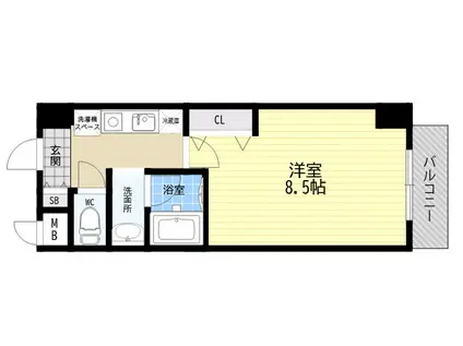 クレセールTWO(1K/2階)の間取り写真