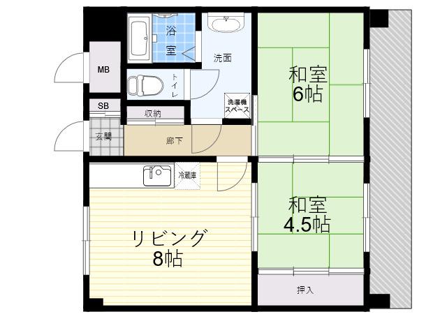 ルミエール立花(2LDK/5階)の間取り写真