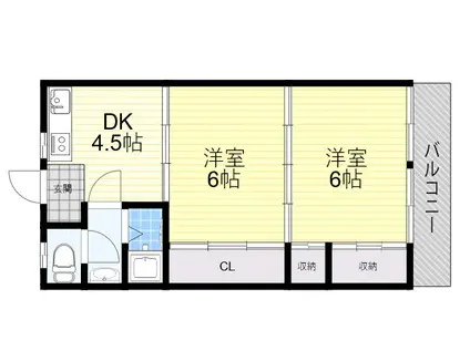 サンナカイパート1(2DK/3階)の間取り写真