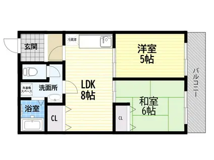 ルー・エーベル常光寺参番館(2LDK/3階)の間取り写真