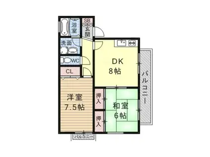 シェソワ大物(2DK/1階)の間取り写真