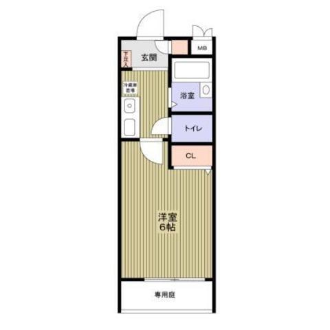 ハッピー塚口(1K/1階)の間取り写真
