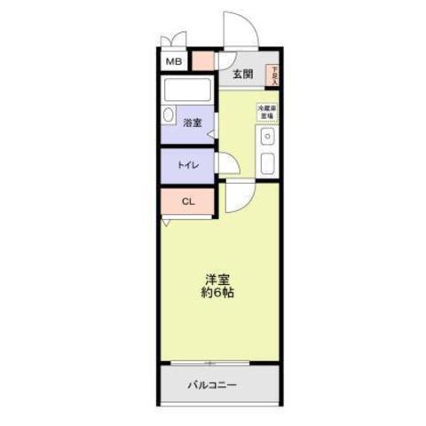 ハッピー塚口(1K/1階)の間取り写真