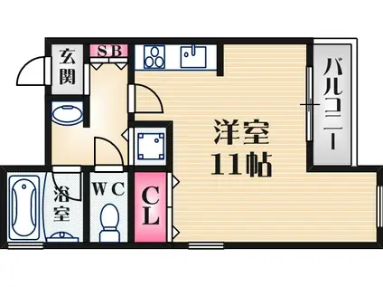 マンションロイヤル(ワンルーム/1階)の間取り写真