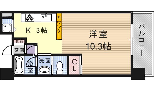 アーバネックス尼崎東難波(1K/3階)の間取り写真