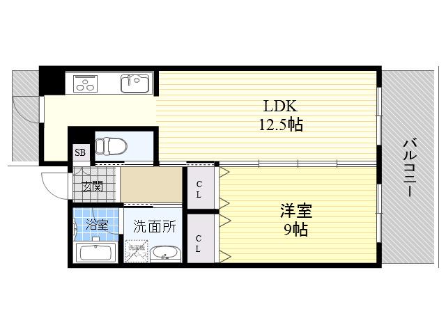 アーバネックス尼崎東難波(1LDK/6階)の間取り写真