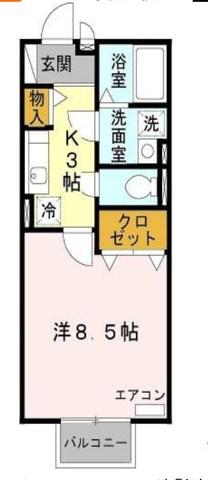 モンテローザ(1K/2階)の間取り写真
