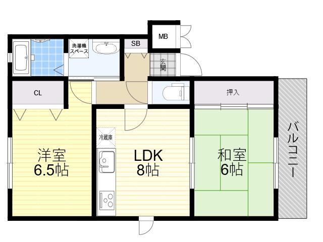 サンシャイン17(2LDK/2階)の間取り写真