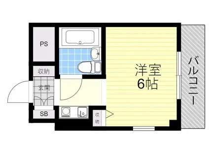 猪名寺パークマンション(ワンルーム/5階)の間取り写真