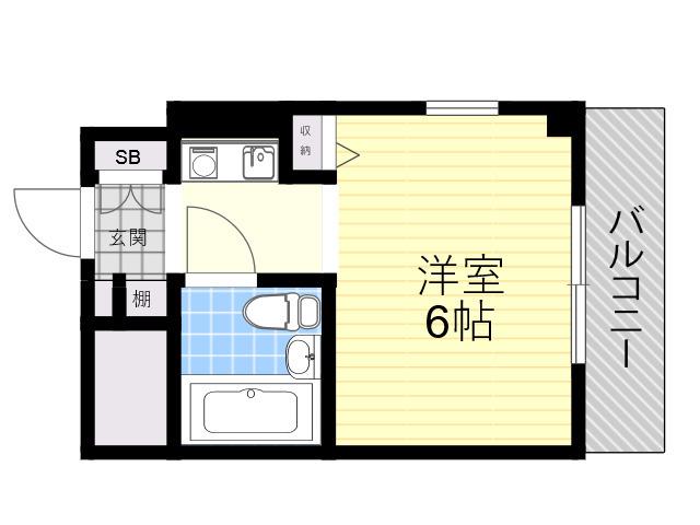 猪名寺パークマンション(ワンルーム/6階)の間取り写真