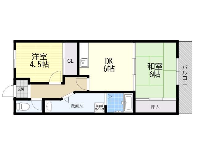 平井マンション(2DK/4階)の間取り写真