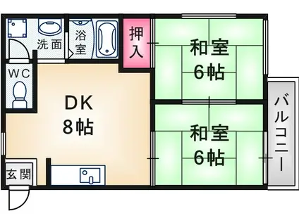 ナカマハイツ1(2DK/2階)の間取り写真
