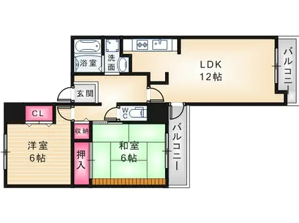 アミング潮江20-1(2LDK/7階)の間取り写真