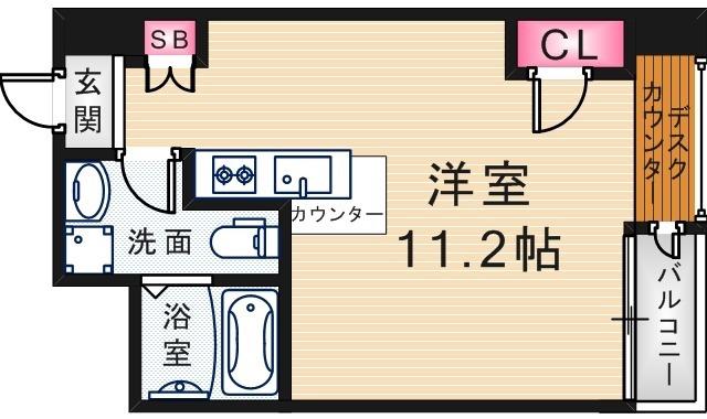 シャンブル杭瀬(ワンルーム/4階)の間取り写真