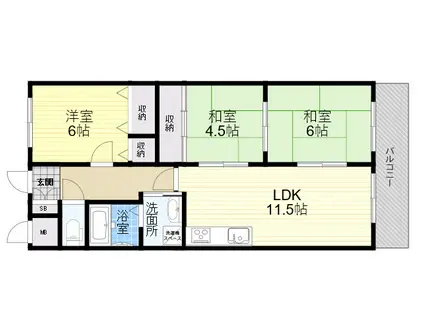 ローヤルシャトー立花(3LDK/2階)の間取り写真