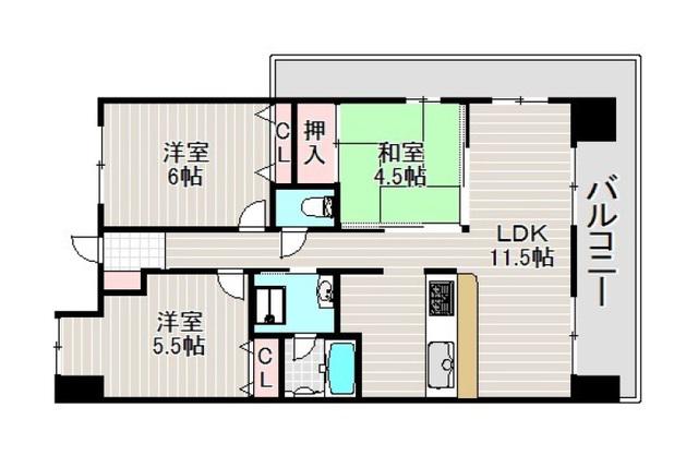 グランドハイツ旭(3LDK/2階)の間取り写真