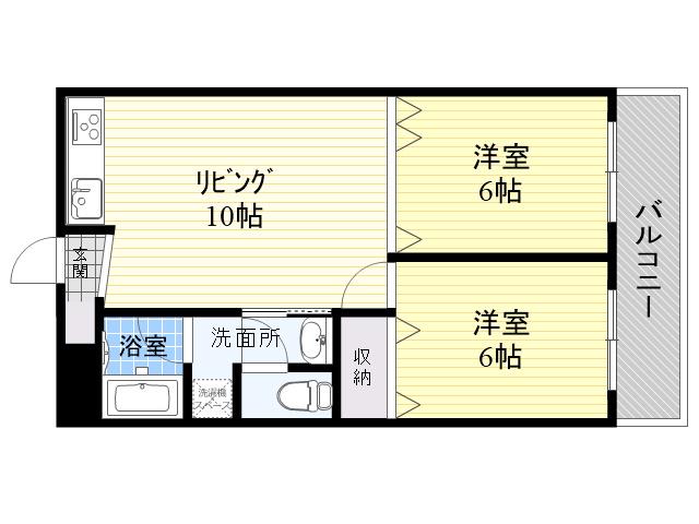 ロイヤルガーデン(2LDK/3階)の間取り写真