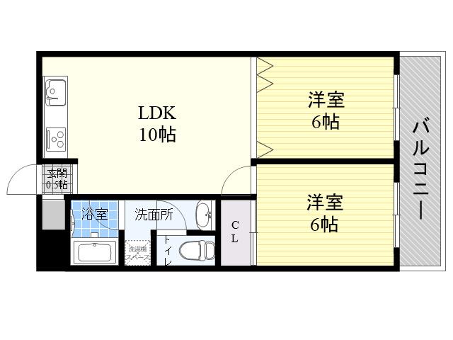 ロイヤルガーデン(2LDK/1階)の間取り写真