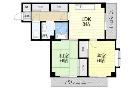 シャムロック(2LDK/3階)の間取り写真